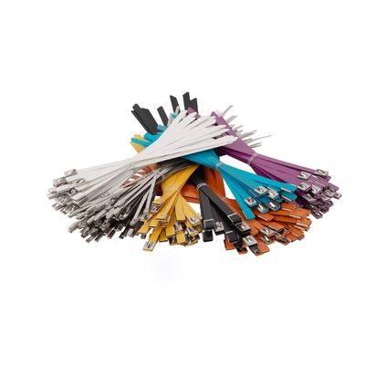 UV Resistant Black 316 Stainless Steel Cable Ties Polyester Coated SS Zip Ties