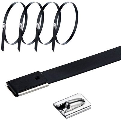 SS304 Zip Cable Tie PVC Coated 9mmx300mm Ball Lock Uncoated Ties