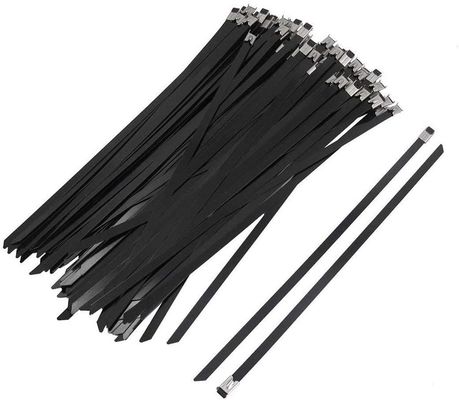 SS304 Zip Cable Tie PVC Coated 9mmx300mm Ball Lock Uncoated Ties